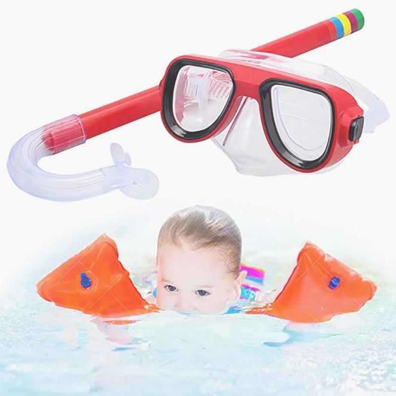 Kids Diving Goggle Mask Breathing Tube Shockproof Anti-fog Swimming Glasses Band Snorkeling Underwater Accessories Set