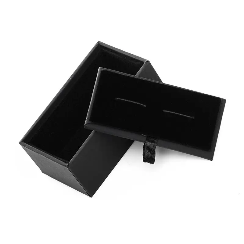 Wholeslae 120pcs Men\'s Cufflinks Packaging Box Black Leatherette Organizer Jewelry Cuff Links Storage Case Christmas Gift Casket