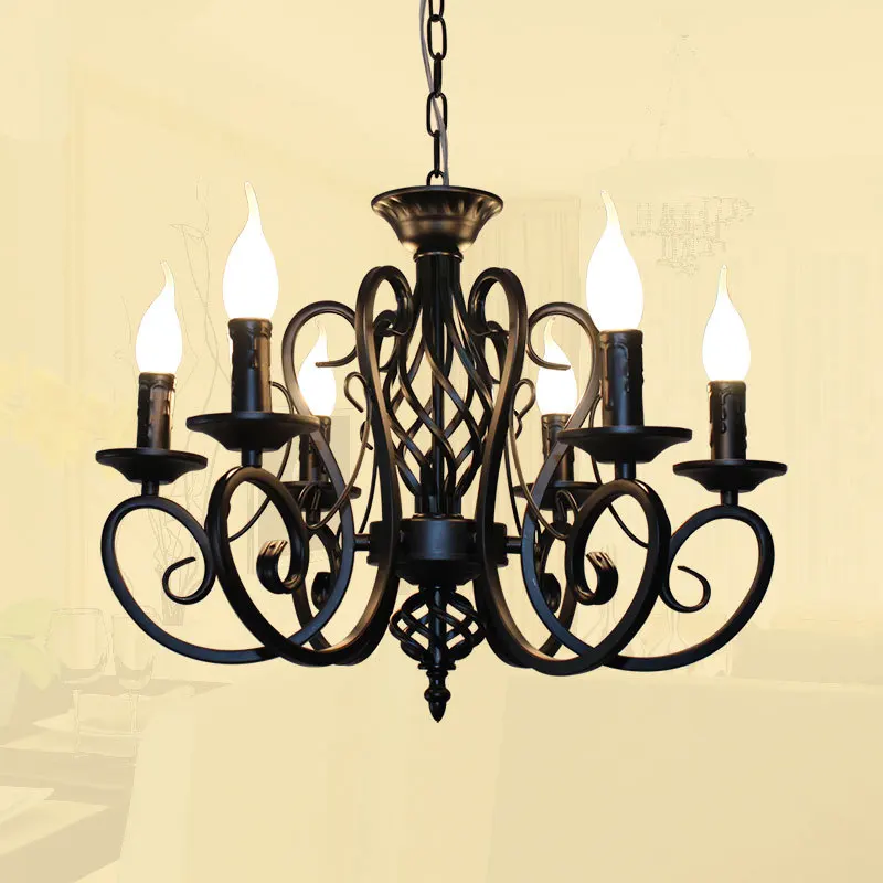 classic LED chandelier light 6 8 arms hanging chain black blue bronze iron chandelier light LED