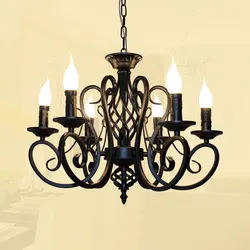 classic LED chandelier light 6 8 arms hanging chain black blue bronze iron chandelier light LED