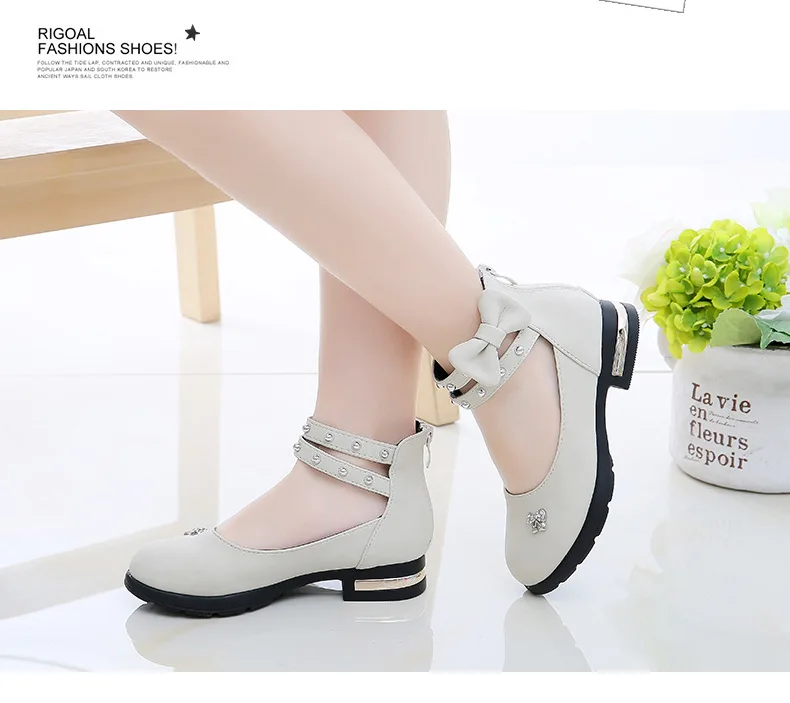 Shorha Meisjes Schoenen Voor Party Enkelband Lederen Schoenen Grote Meisjes Prinses Schoenen Vlinder-Knoop Jurk Schoenen Baby Kids 2-14 Jaar