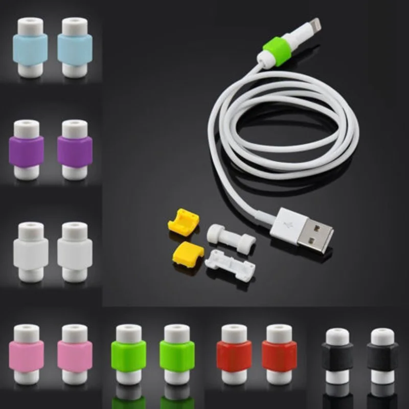 20 Pieces USB Cable Protector Sleeve D2 Mobile Phone Charger Cord Protector Silicone For IPhone Line Protective