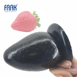 FAAK Strawberry anal plug anus stuffed stopper big butt plug with suction cup rough surface sex toys women man anal expansion