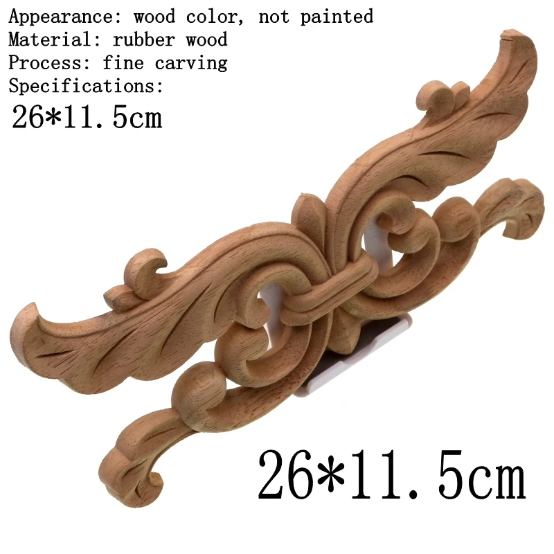 RUNBAZEF Lovely Floral Wood Carved Decal Appliques Frame Wall Doors Furniture Woodcarving Decorative Wooden Figurines Crafts