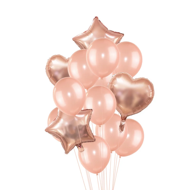 Rose Gold Confetti Baloons Foil Champagne Star Balloon Wedding Latex Ballon globos BabyShower Birthday Party Decoration Supplies