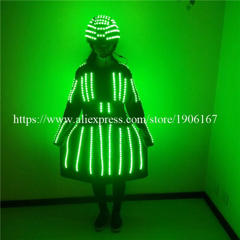 

Led Luminous Colorful Costume With LED Helmet Led Flashing Stage Performance Props Ballroom Clothes For Party KTV DJ Show