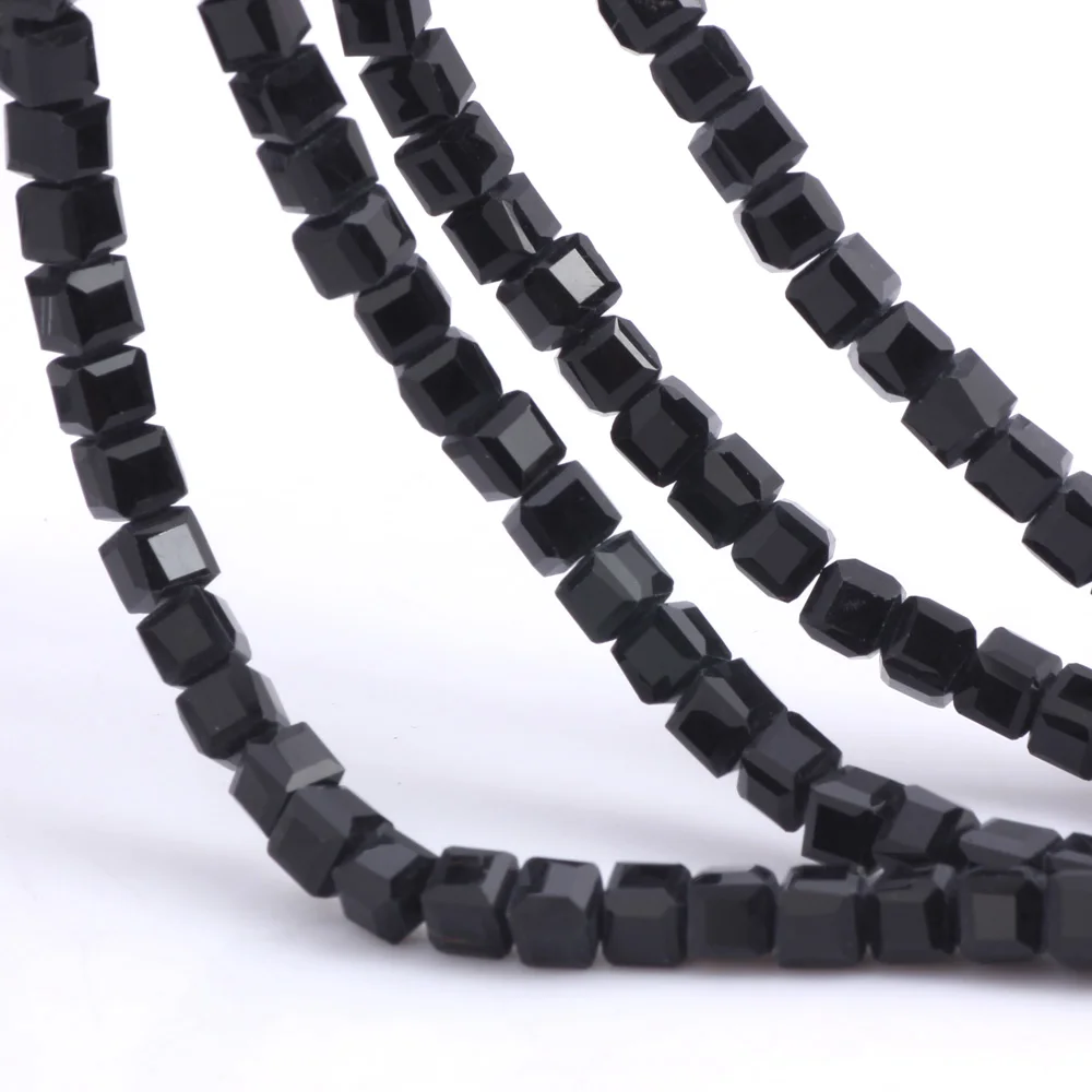 OlingArt Square 3/4/6/8MM Austria Crystal Beads charm Glass Beads Black color Loose Spacer Bead for DIY Jewelry Making