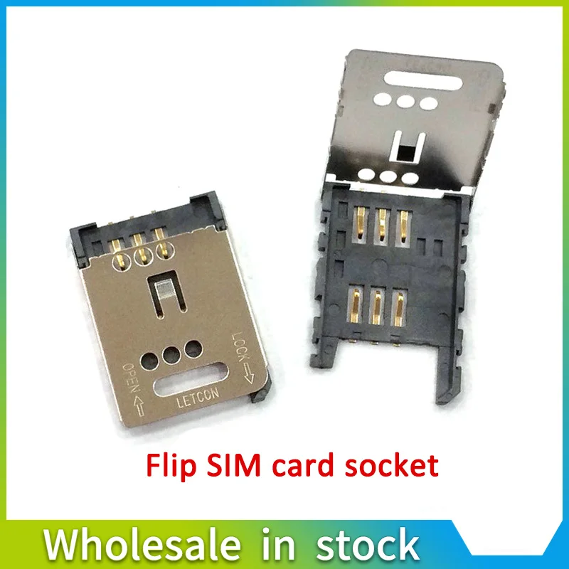 Micro sim flip 6pin conector, conector de soquete, painel grande, pc, cartão de computador, celular, placa principal, placa de circuito, acessório de reparo