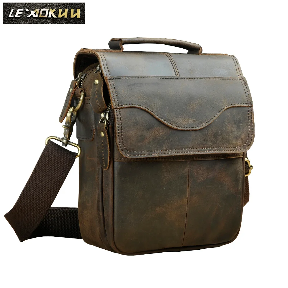 Original Leather Male Fashion Casual Tote Messenger Bag Design Satchel Cross-body One Shoulder Bag 8\