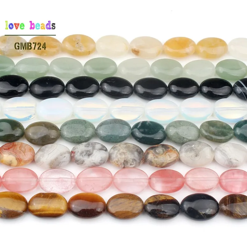 Natural Stone Tiger Eye Agates Opal Green Aventurine Oval Loose Beads 10x14mm For Jewelry Making DIY Bracelet Accessories