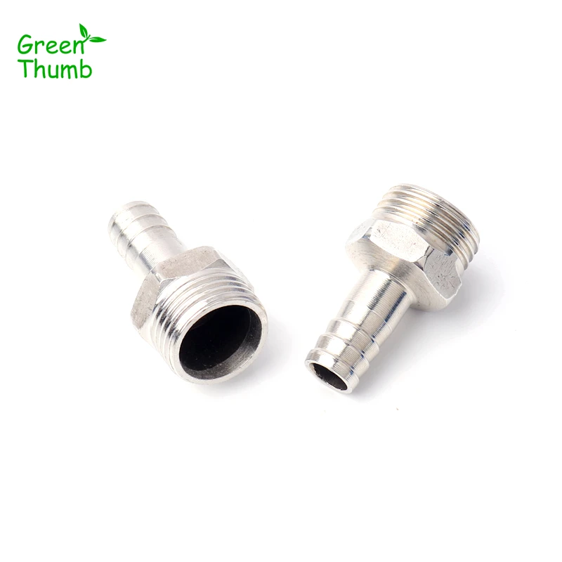 

1pc 1/2inch to 8mm Stainless Steel Straight Connectors Green Thumb Male Thread Pagoda Metal Fittings