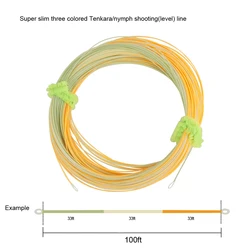 Avientik-sedal de pesca Tenkara superfino de tres colores, línea de pesca con mosca para tiro de Ninfa, 0,55mm, 100 pies