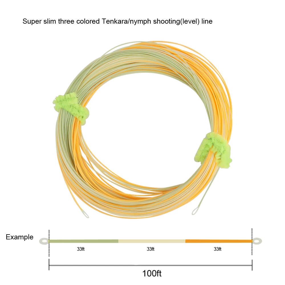 Aventik Super Slim Trójkolorowa żyłka wędkarska Tenkara Nimfa Strzelanie Żyłka muchowa 0,55 mm 100FT
