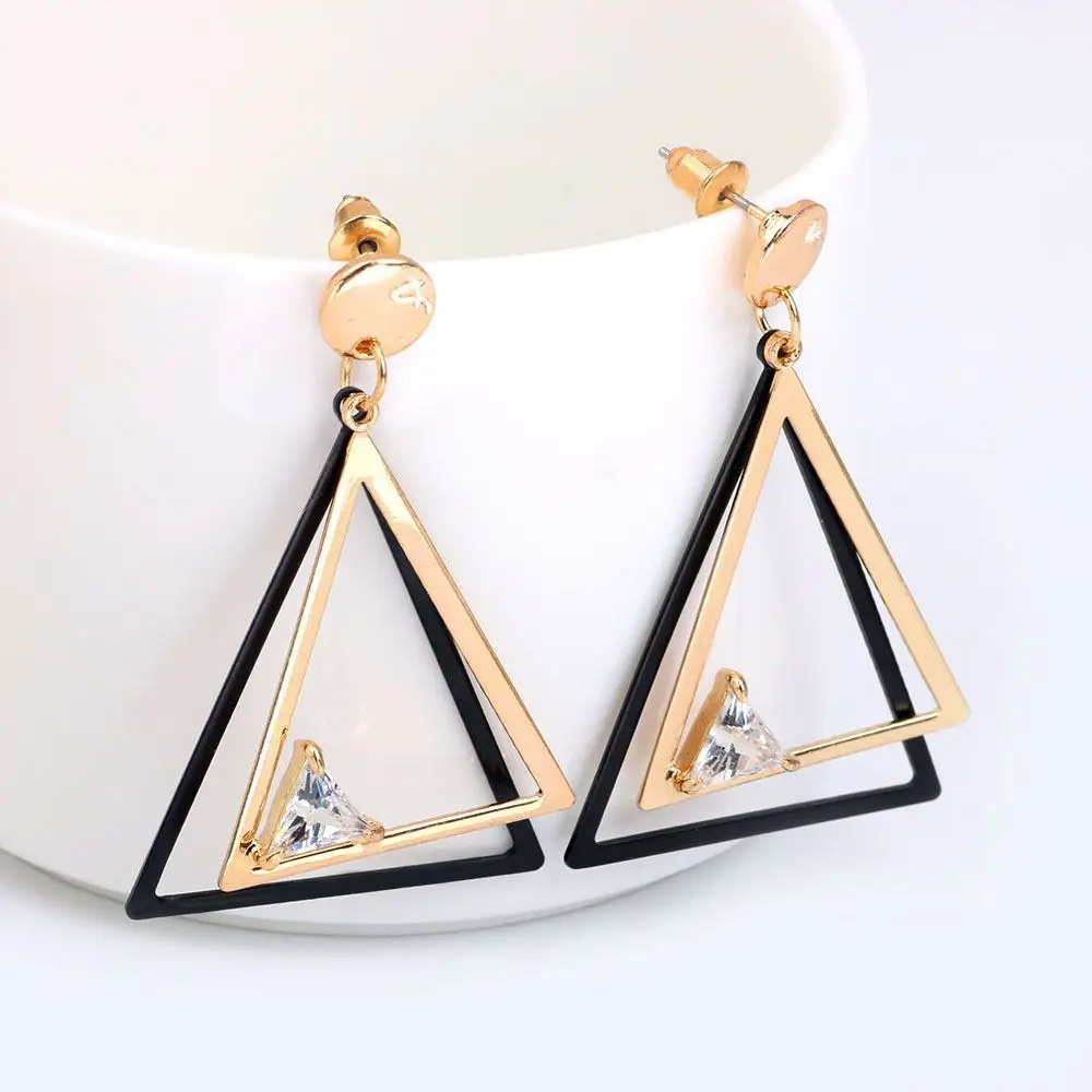 12pairs/lot Earrings female fashion personality geometry hollow triangle Earrings European and American temperament ear drop