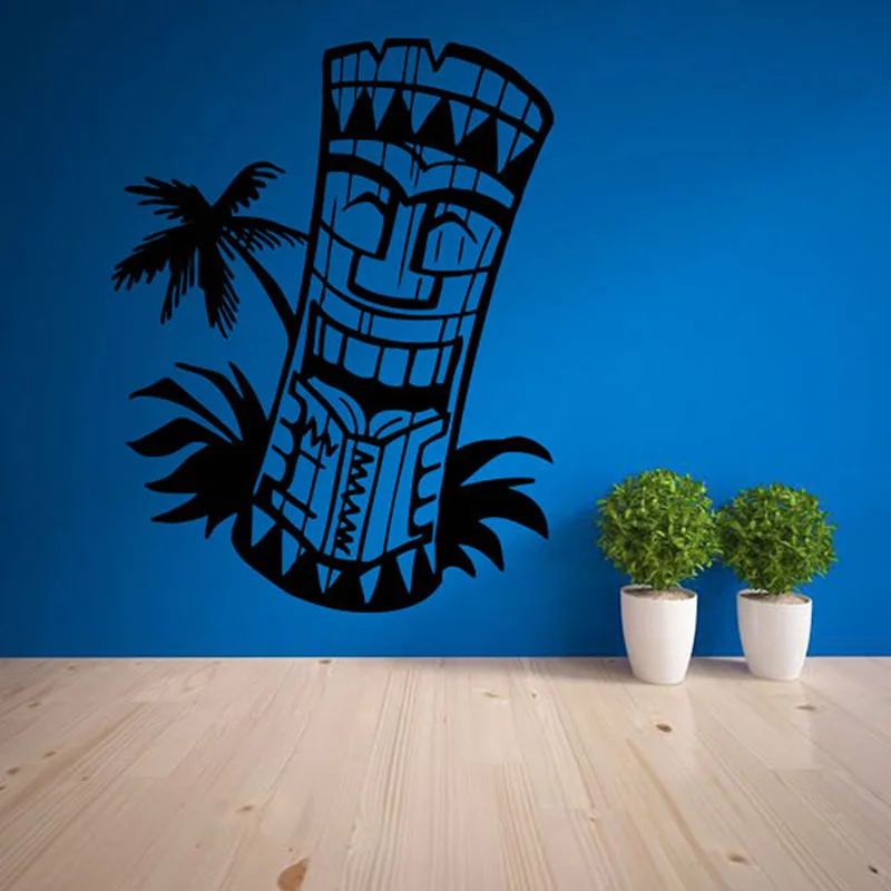 Tiki bar Decor Wall Decal Living Room Home Decor Waterproof Art Sticker Wallpaper totem Island Hawaii Mask Culture ZB169