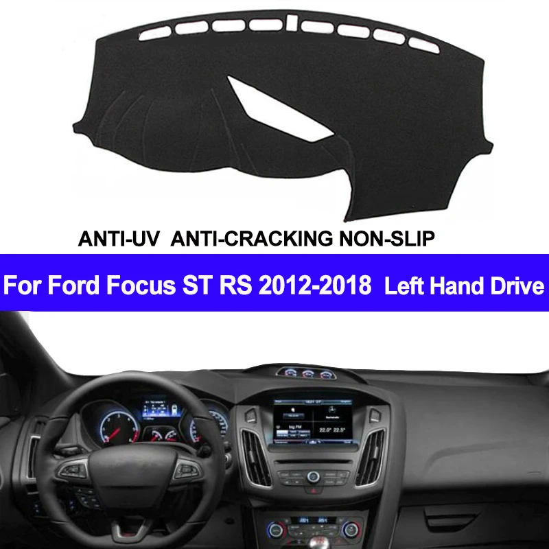 TAIJS – couverture de tableau de bord de voiture, tapis de tableau de bord antidérapant pour Ford Focus ST RS 2012 2013 2014 2015 2016 2017 2018
