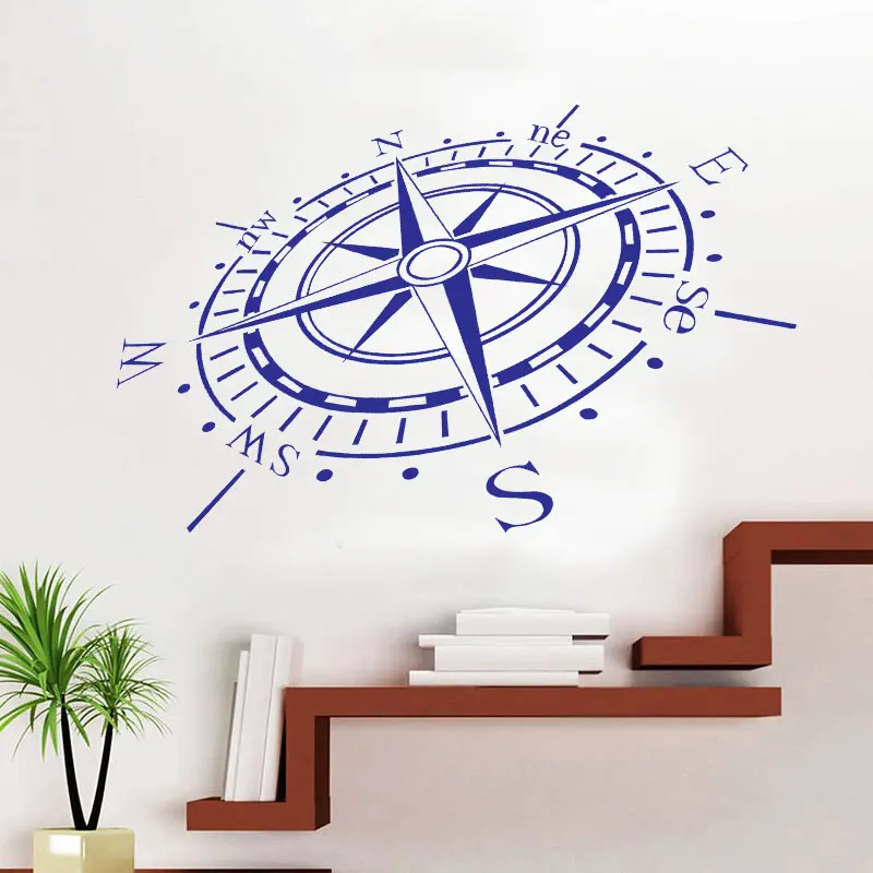 COMPASS Vinyl Decal Sticker Car Boat Window Wall Nautical Sailing Anchor Ship 3D Wall Stickers Home Decor Living Room Art C-10