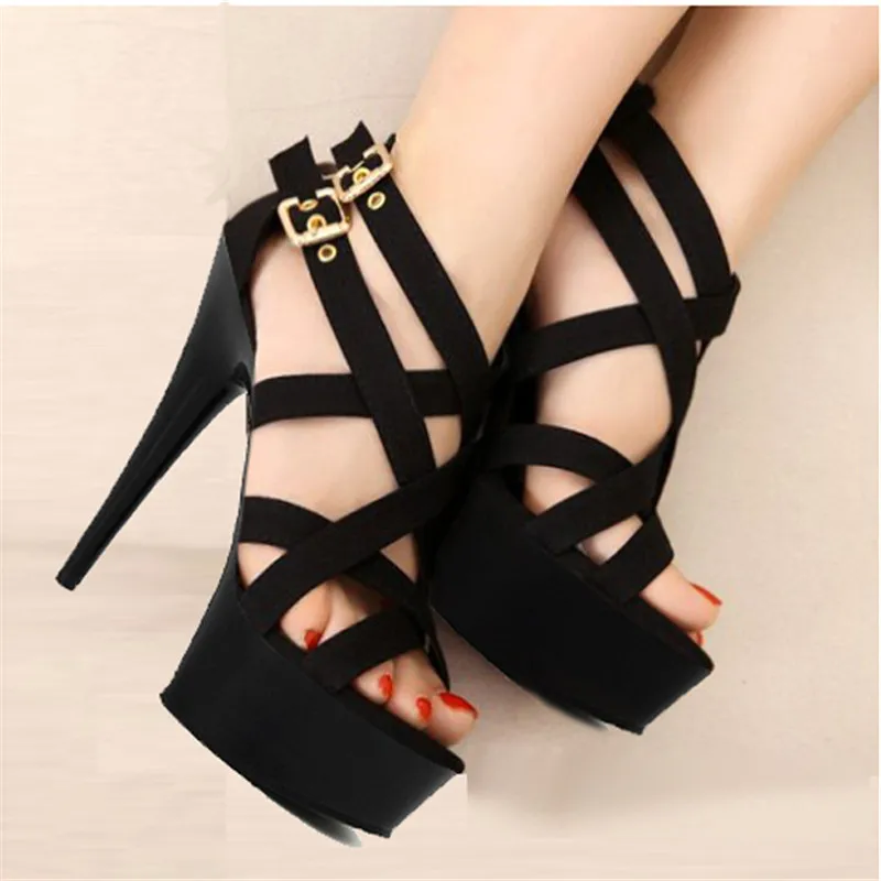 15 cm sexy nightclub pole dancing heels, 6 inch dancer stilettos with platform gladiator sandals
