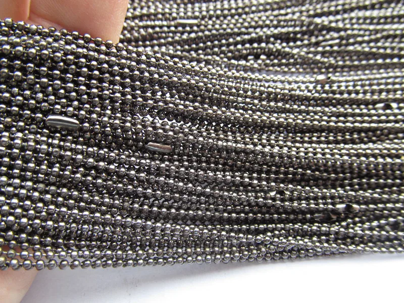 100pcs 27.75inch 1.50mm  Gunmetal Ball Link Chain Necklace Connector Charm Finding