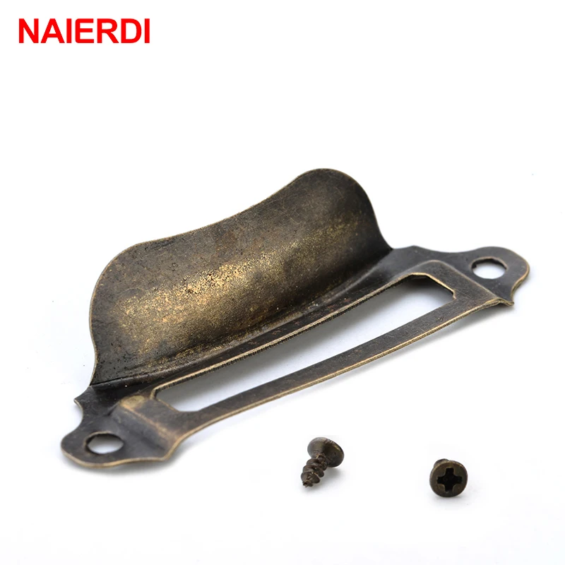 20PCS NAIERDI Antique Box Label Handles Retro Pull Frame Handle Name Card Holder Knob For Furniture Cabinet Drawer Door Hardware