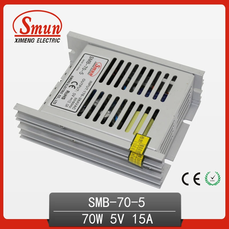 70W Ultra Thin Type Single Output Switching Mode Power Supply 5V 5A AC-DC Slim Led Driver SMB-70-5