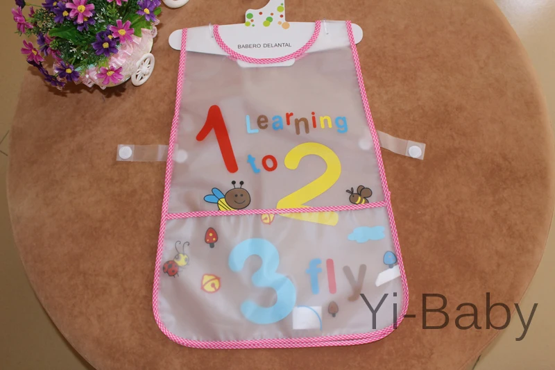 Free Shipping  YB0001-04 EVA waterproof children's apron Baby Waterproof bib  Painting clothes Protect cloth clear  12PCS/Set