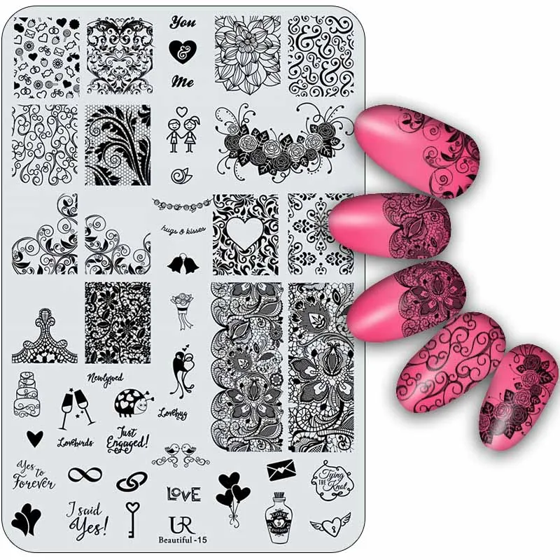 1 Pcs 14.5x9.5cm Rectangle Nail Stamping Plate Nail Art Stamping Image Plate DIY Stamp Template Nail Stencil Tool Kits