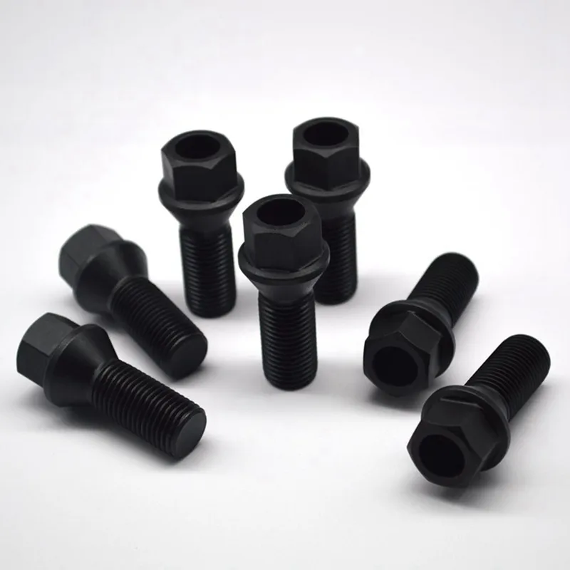 Jntitanti  Gr5 titanium lug bolts M14x1.5x28mm High performance black color 60 degree cone seat