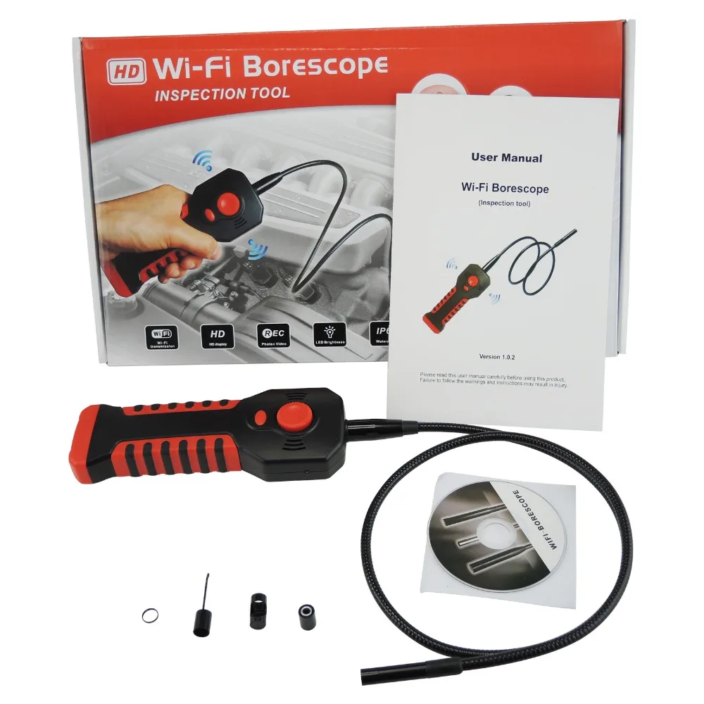 Handheld Endoscope Borescope Inspection Camera Wireless WIFI 20M Range with 6 LED, iOS/ Android HD 80cm & 8.5mm Cable