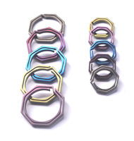 1PC 6 Colors Multicolor 20mm TC4 Titanium Alloy Ring Key Chain  EDC CNC  Keychain Men Key Holder Metal Car Octagon Key Ring
