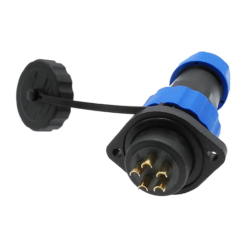 SP20 waterproof connector 2 hole flange socket 2/3/4/5/6/7/8/9/12/14Pin IP68 cable connector