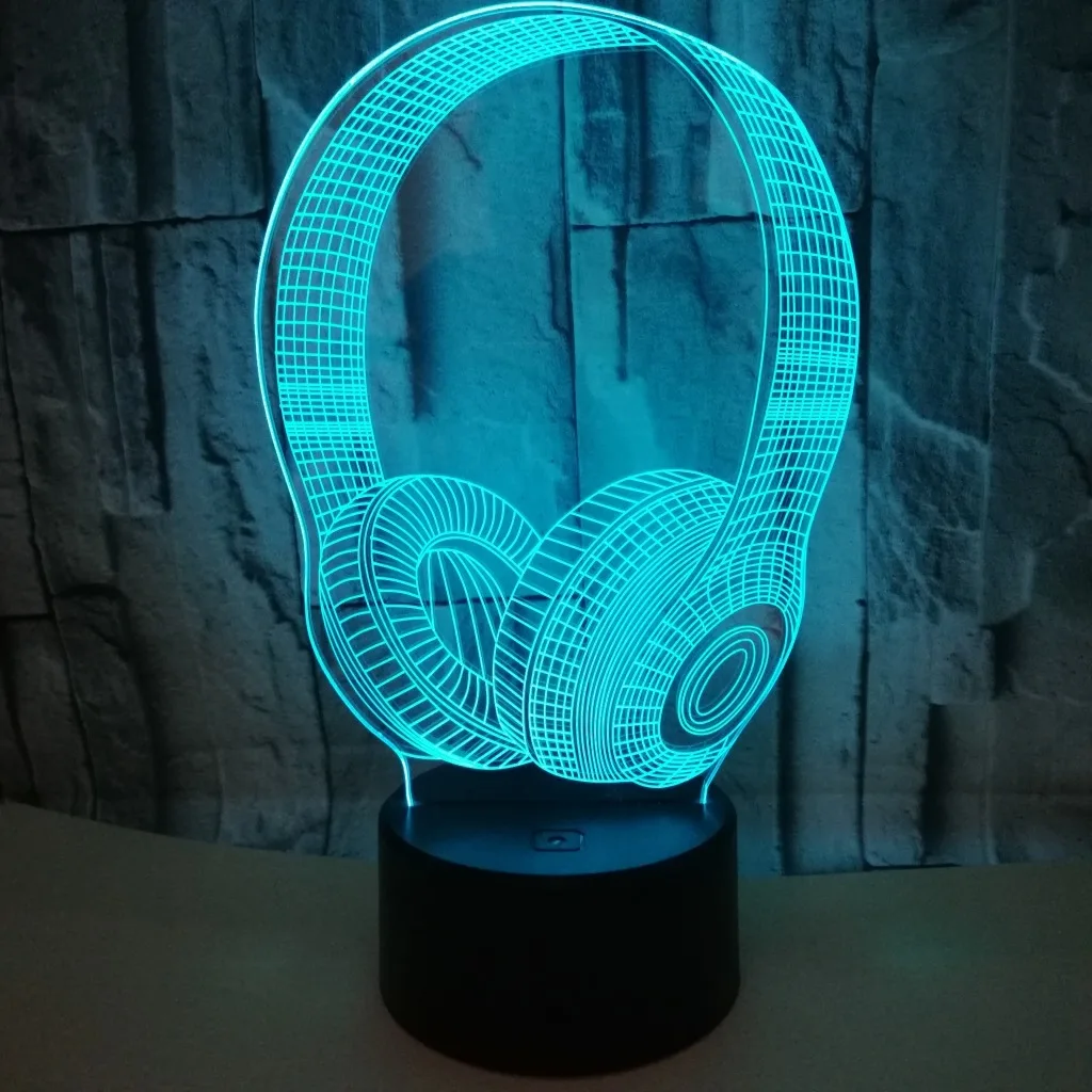 

New Headphones Colorful 3d Lamp Led Gradual Change Night Light Touch Switch Remote Visual 3d Light Fixtures