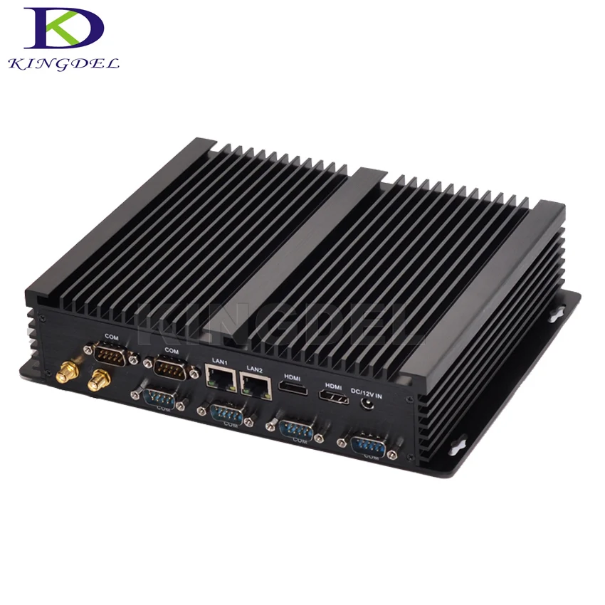 Heiß auf verkauf Fanless Mini Industrielle PC Computer Nettop mit Core i7 4500U i3 4010U i3 4005U 2 LAN 2HDMI 6 COM Windows 10 Pro