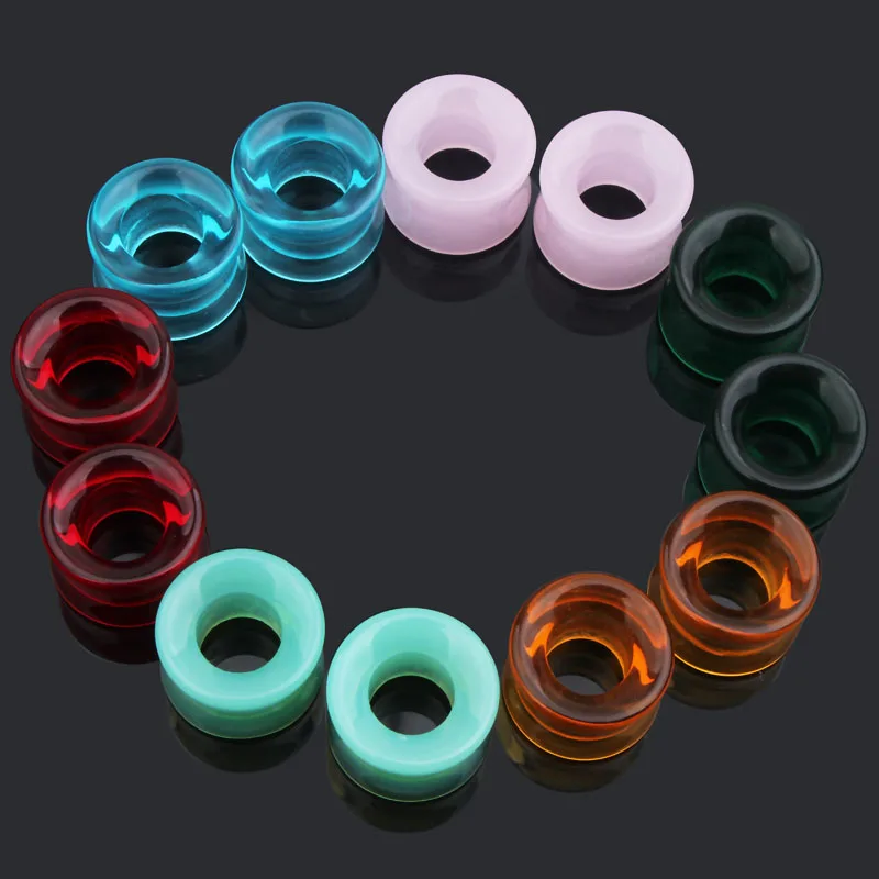Nuevo 2 unids/lote tapones para los oídos y túneles de cristal túneles para carne Piercings túneles para las orejas para carne medidores expansor de oreja joyería para el cuerpo Piercings