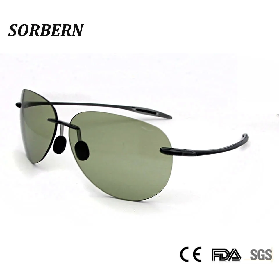 

SORBERN New Cool Rimless Sunglasses Women Men High Quality Ultralight TR90 Round Sun Glasses Nylon Lens Summer Goggles UV400