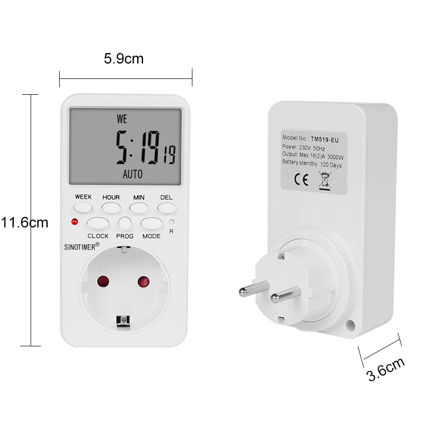 EU UK BR Plug Outlet Electronic Digital Timer Socket with Timer 220V AC Socket Timer Plug Time Relay Switch Control Programmable