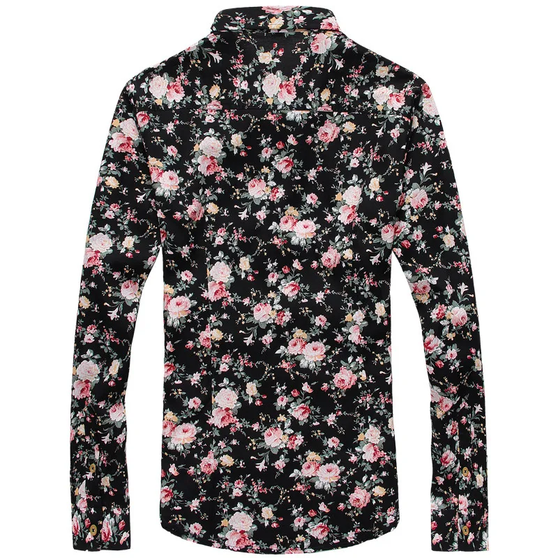 Spring 2017 new men Slim floral shirt men\'s casual long-sleeved shirt Men personality free shipping 9 color Size M-3XL