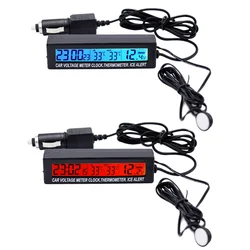 Termometro digitale per auto 3 in1 Voltmetro Misuratore di tensione per temperatura interna esterna automatica Sveglia Retroilluminazione blu arancione 40% di sconto