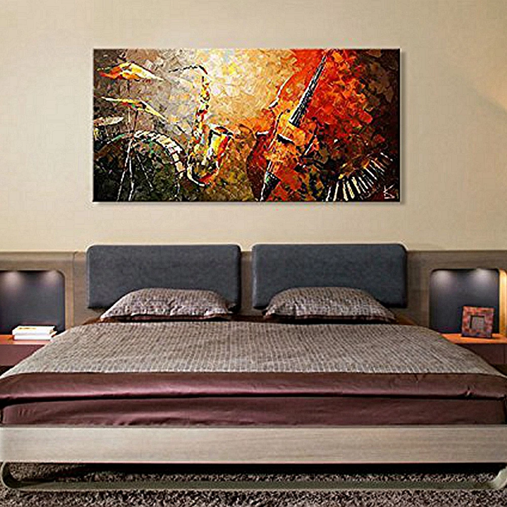 Art Hand Painted Abstract Artwork Oil Painting on Canvas Modern Music Instrument Wall Art Canvas Office Home Decorative Dropship