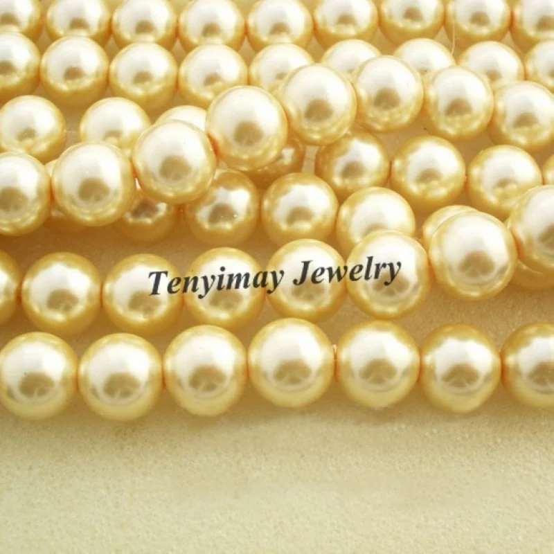 

5 Strands 85cm/Strand 14mm Gold Glass Imitation Pearl Loose Beads, Cheap Imitation Pearl Findings Free Shipping