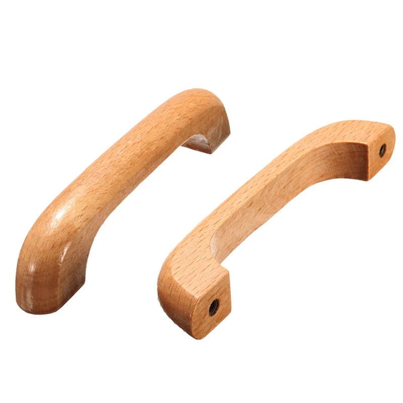 MTSPACE 4pcs/Set 96mm Arcuate Solid Wood Cabinet Handle and Knobs Wood Mushroom Furniture Round Drawer Furniture Handle Pulls