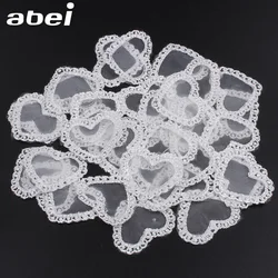 30pcs/lot Embroidered organza Heart Lace Appliques White lace fabric Wedding Dress Clothes Accessories