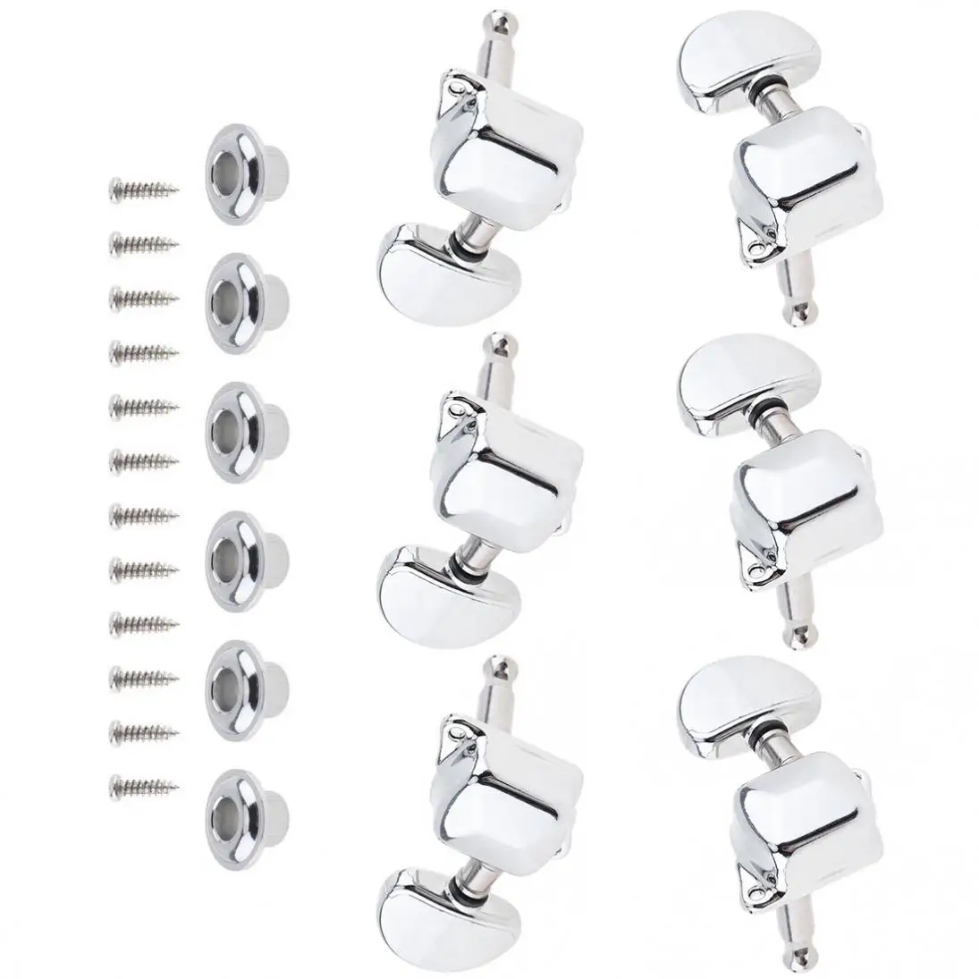 6pcs/lot Chrome Guitar Tuning Pegs 3R+3L Semi-closed Semicircle Machine Heads Tuners  for Acoustic Folk Guitar