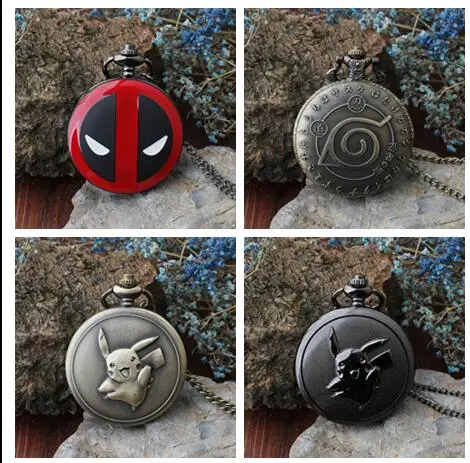 Deadpool Animation cartoon Ninja Pikveryu Animation cartoon quartz Necklace pocket watches gift KJH251