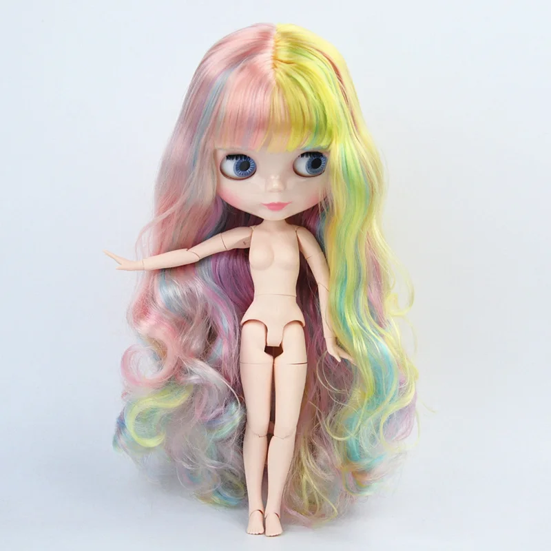 Blyth Doll Colorful Hair Curly hair Customized Body DIY Nude BJD toys Can Change Makeup Fashion Dolls 19 Jointed toy for Girl