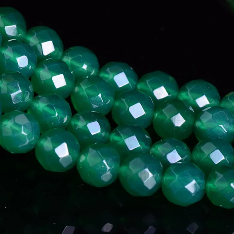 2-10mm Natural Faceted Green Agate beads For Jewelry Making Beads Bracelets 15\'\' Needlework DIY Beads Necklace Earring Trinket