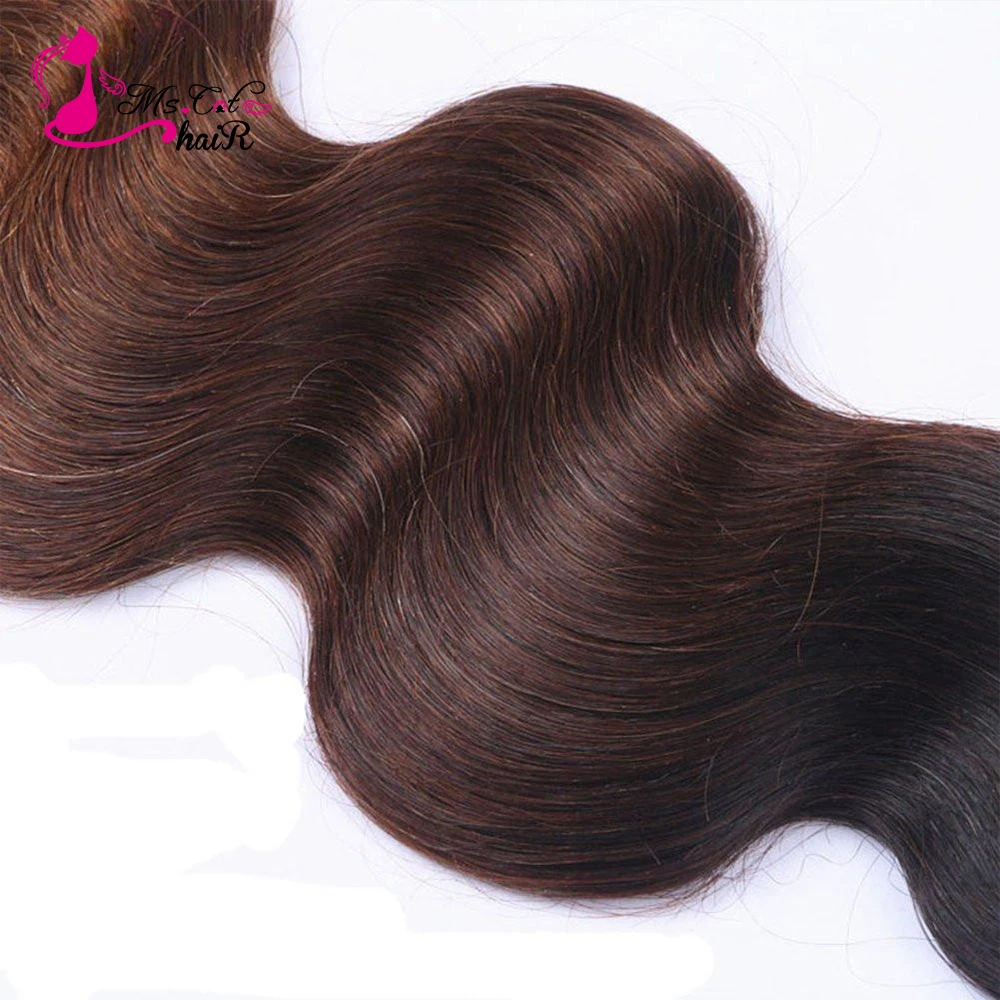 Ms Cat Hair Ombre Human Hair Body Wave 3 Bundles Remy Hair T1B/4/30 Three Tone Ombre Brazilian Hair Wave Bundles Shipping Free