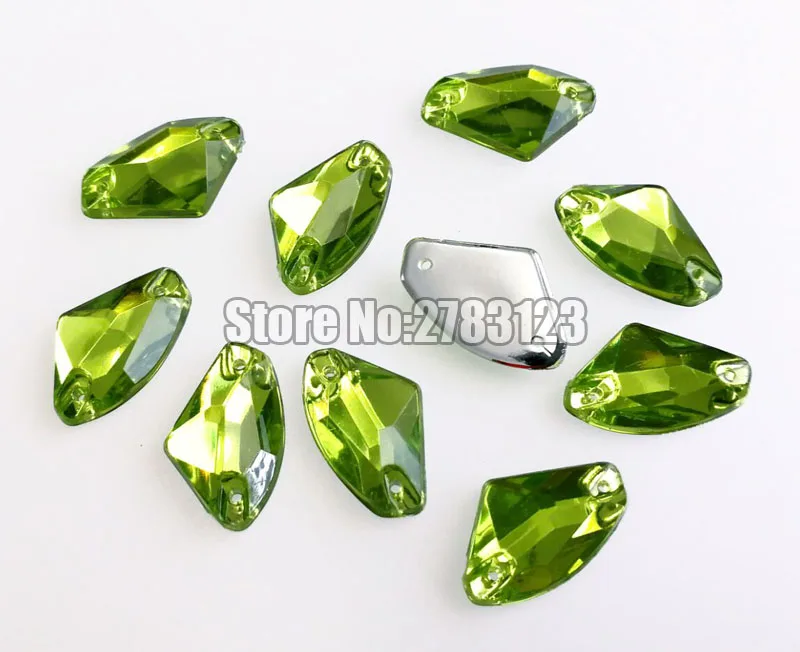 12x18mm 15x24mm 17x27mm 50pcs fan-shaped High quality Acryl sew on rhinestones with two holes,diy/clothing accessories