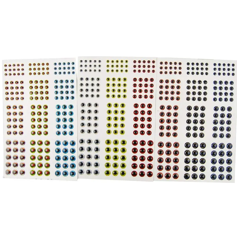 549Pcs 3mm 4mm 5mm 6mm 3D Fishing Lure Eyes Mixed Color Fly Tying Material Holographic Eye Fishing Accessories Sticker