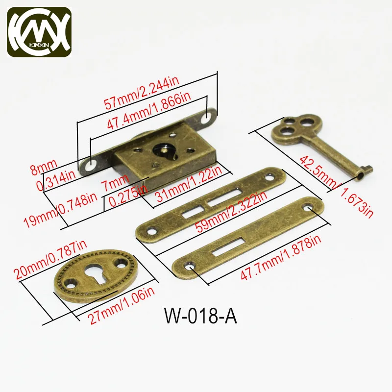 2pcs In stock High-grade wooden box hardware accessories,bronze lock,Antique jewelry/Wooden/Collection/Cigar lock,kimxin-W-018